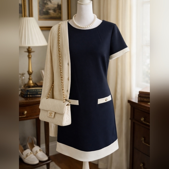Tommy Hilfiger Dresses & Skirts - Tommy Hilfiger Preppy Old Money Contrast Trim Nautical Dress Navy White Sz 8